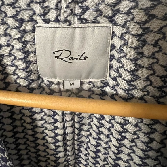 Rails x Anthropologie Lily Sapphire Jacquard Blue Baja Top Medium - Picture 7 of 8